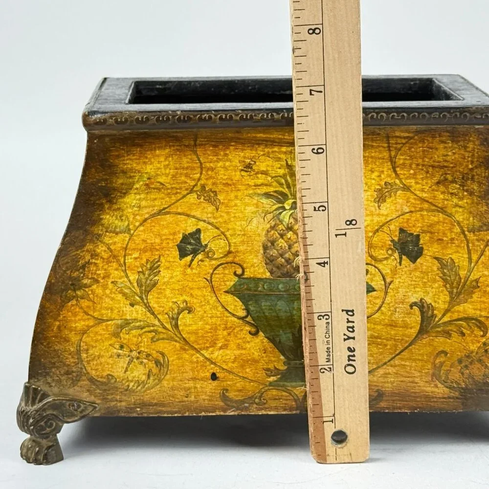 Hospitality Pineapple Curved Chest Decorative Box W/ Ornate Details